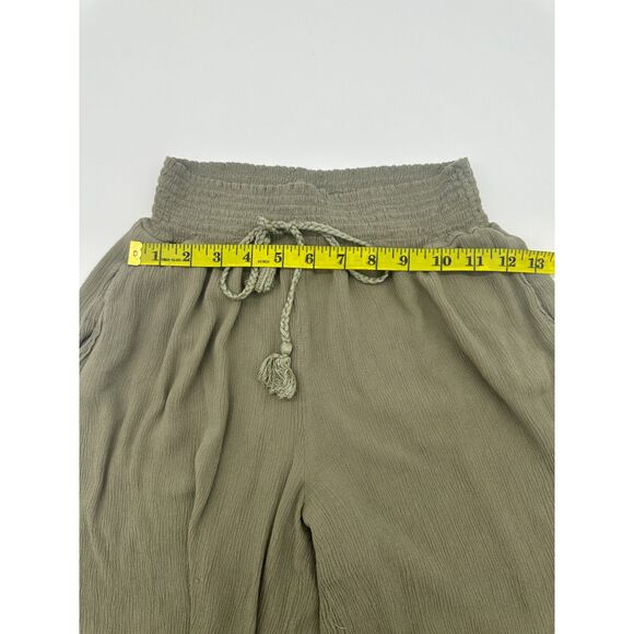 Rewash Casual Pants High Rise Capri Beach Pants Elastic Band Sz M Green - Picture 9 of 9
